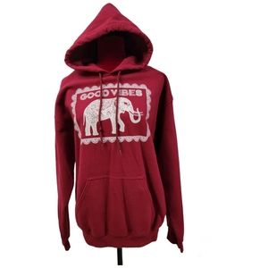 Good Vibes maroon pullover hooded sweatshirt size medium